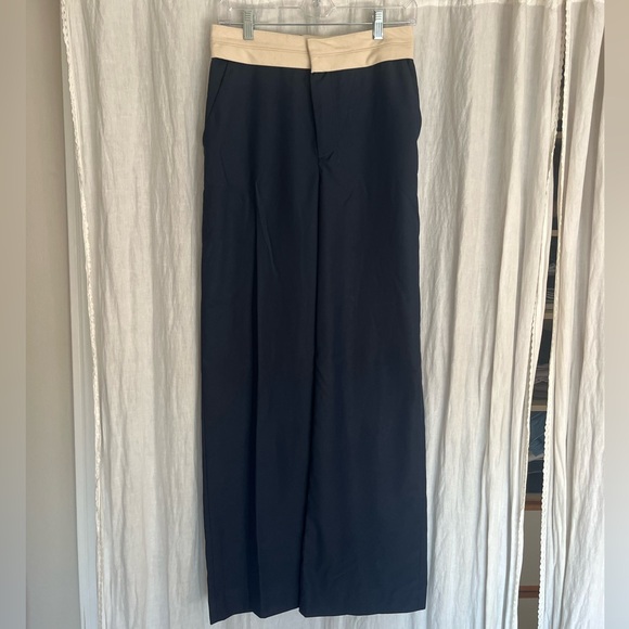 NWT Zara Contrast Waist Straight Leg Pants - Picture 2 of 7
